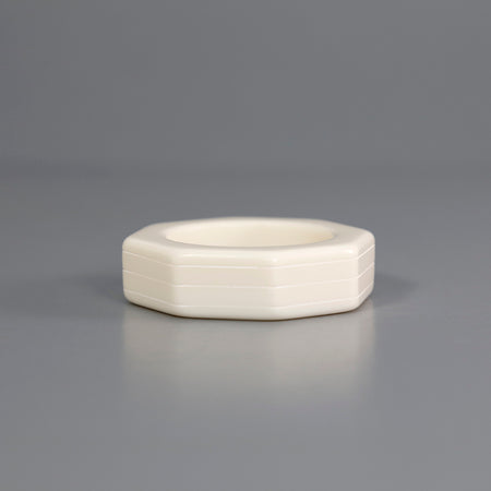 White Resin Etched Stripes Napkin Ring