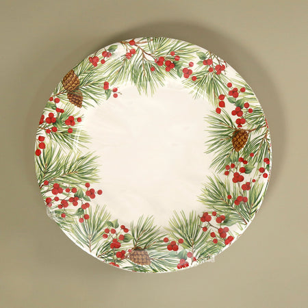 Caspari Paper Dinner Plates / Evergreen And Berries