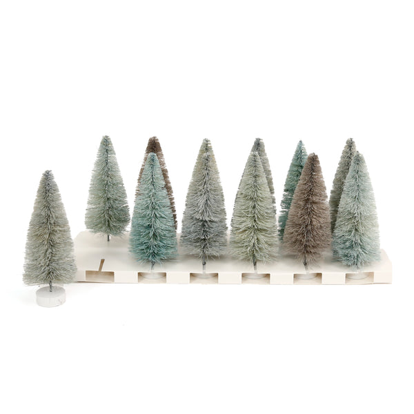 Fiber Bottle Brush Trees Set / Blues