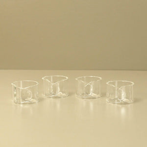 Wide Clear Hand-Shaped Glass Napkin Rings / Set of 4