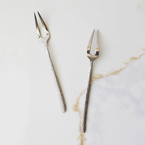 Hammered Stainless Steel Fruit Forks
