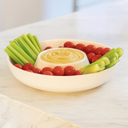 White Ceramic Chip & Dip Bowl