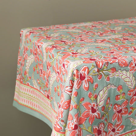 Frangipani Block Print Tablecloth