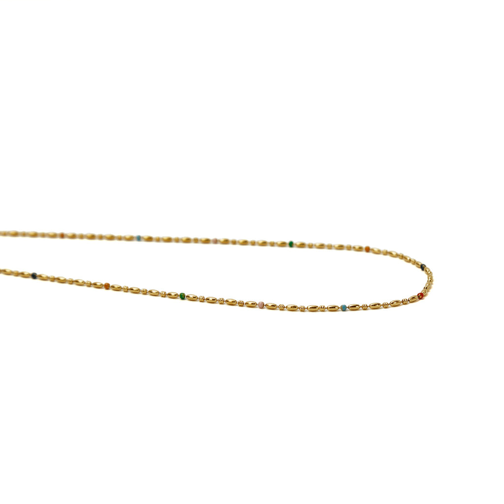 Gold Plated Rainbow Beaded Necklace
