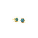 Geometric Gold Stud Earring / Aquamarine Hexagon