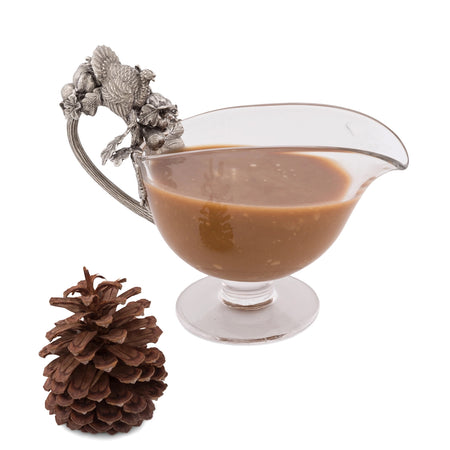 Glass and Pewter Harvest Turkey Gravy Boat