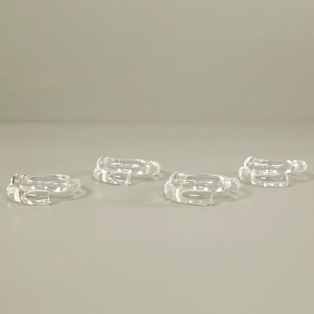 Clear Hand-Shaped Glass Napkin Rings / Set of 4