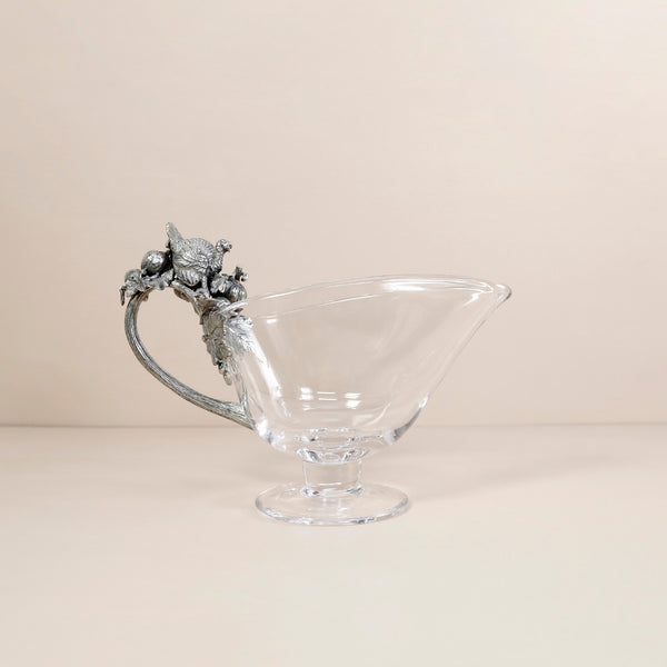 Glass and Pewter Harvest Turkey Gravy Boat