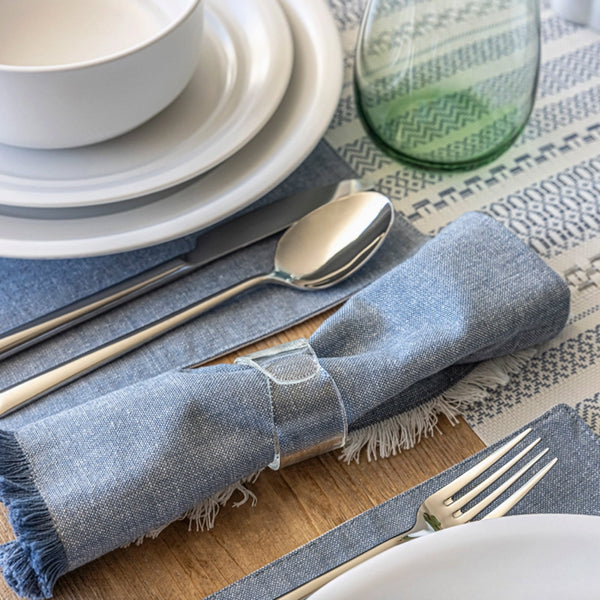 Wide Clear Hand-Shaped Glass Napkin Rings / Set of 4