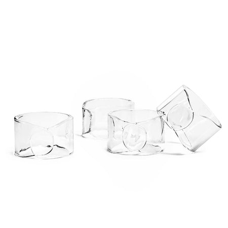 Wide Clear Hand-Shaped Glass Napkin Rings / Set of 4
