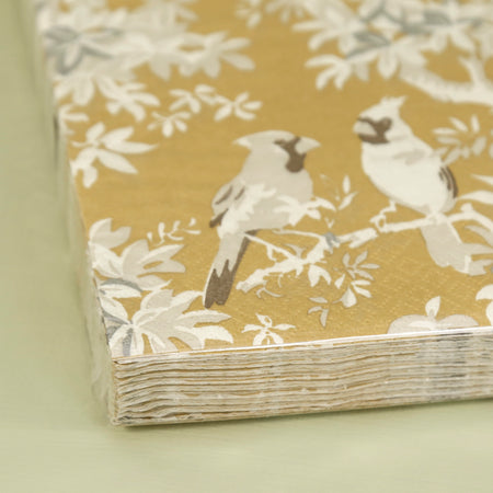 Caspari Paper Dinner Napkins / Scenic Songbirds Gold