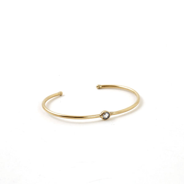 Brass Dainty Cuff Bracelet / Moonstone