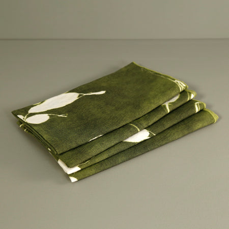 Porto Linen 4pc Napkin Set / Olive