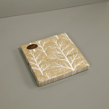 Caspari Paper Dinner Napkins / Gold Winter Trees