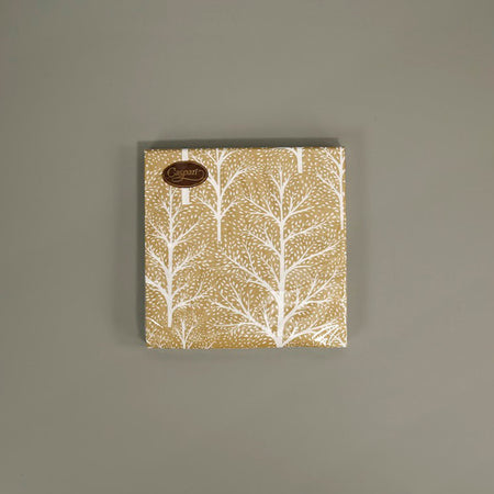 Caspari Paper Dinner Napkins / Gold Winter Trees