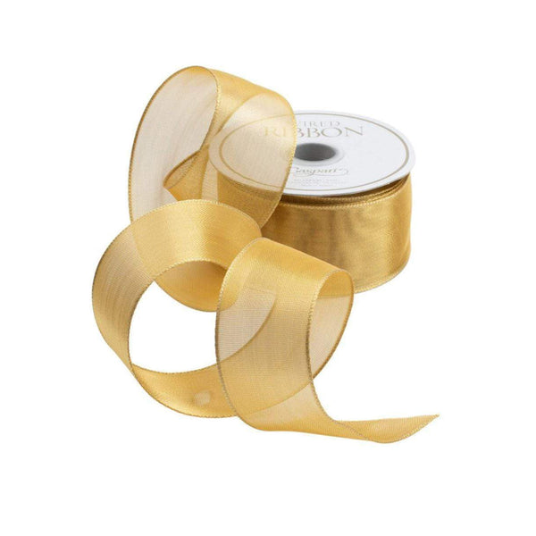 Sheer Gold Wired Ribbon Roll
