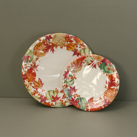 Caspari Paper Salad & Dessert Plates / Gourds & Leaves