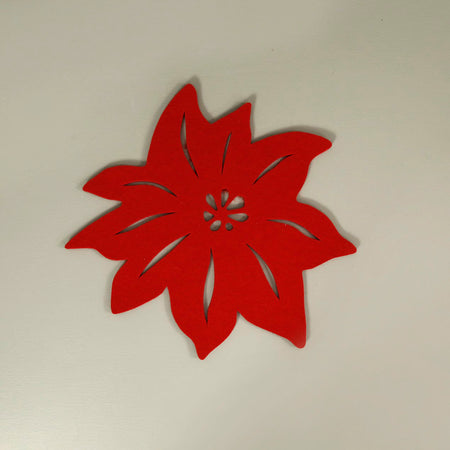 Graf Lantz Poinsettia Leaf Felt Trivet / Red