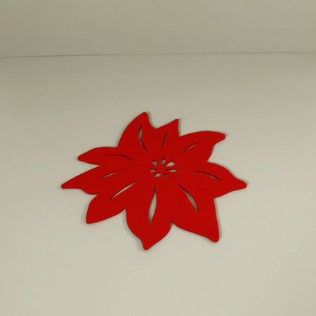 Graf Lantz Poinsettia Leaf Felt Trivet / Red