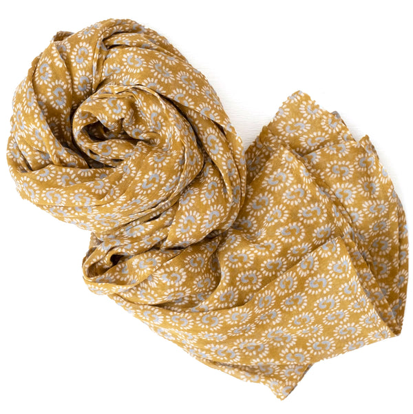 Block Print Cotton Scarf / Sunburst Honey