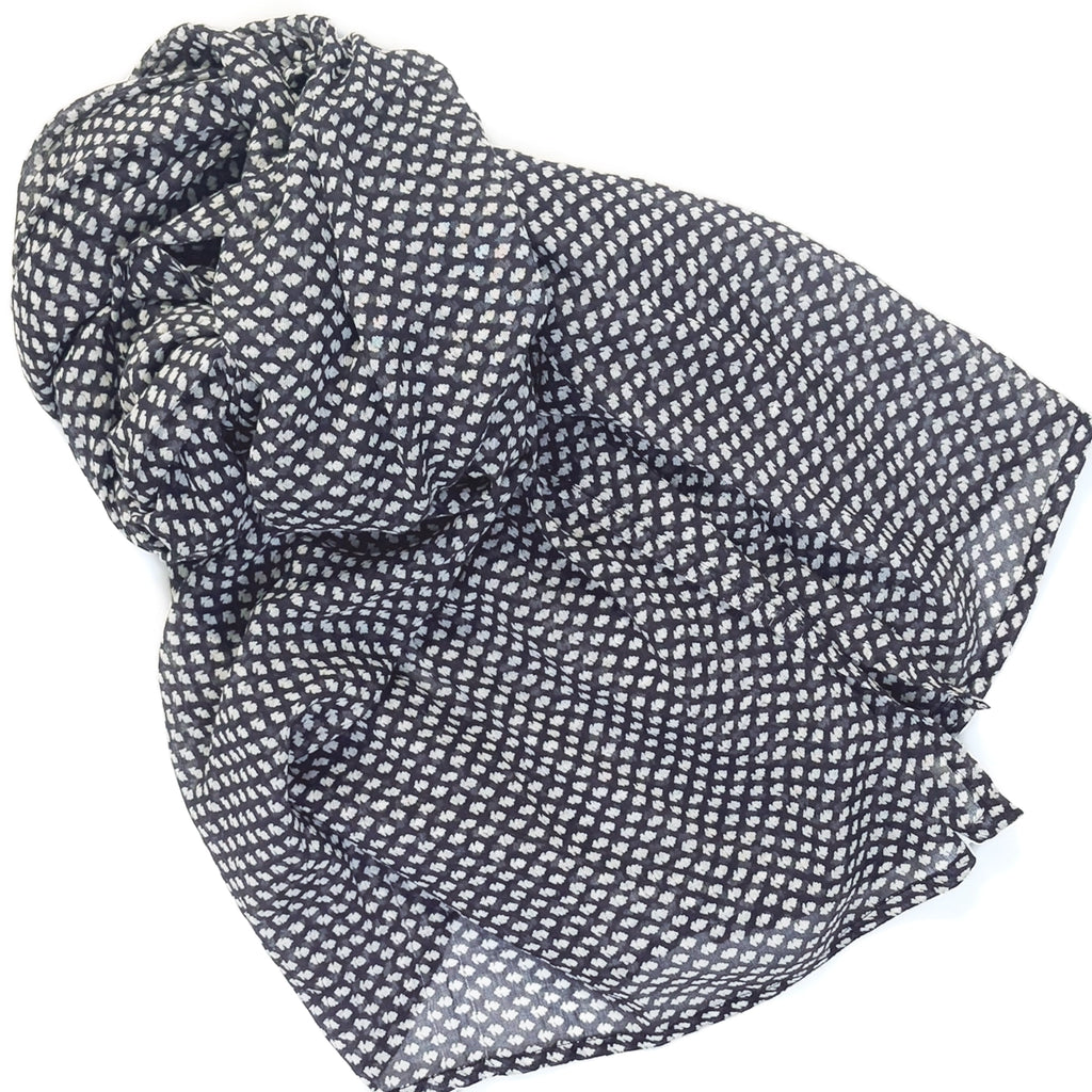 Block Print Cotton Scarf / Adeline Navy