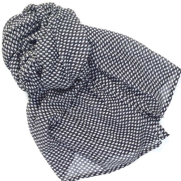 Block Print Cotton Scarf / Adeline Navy
