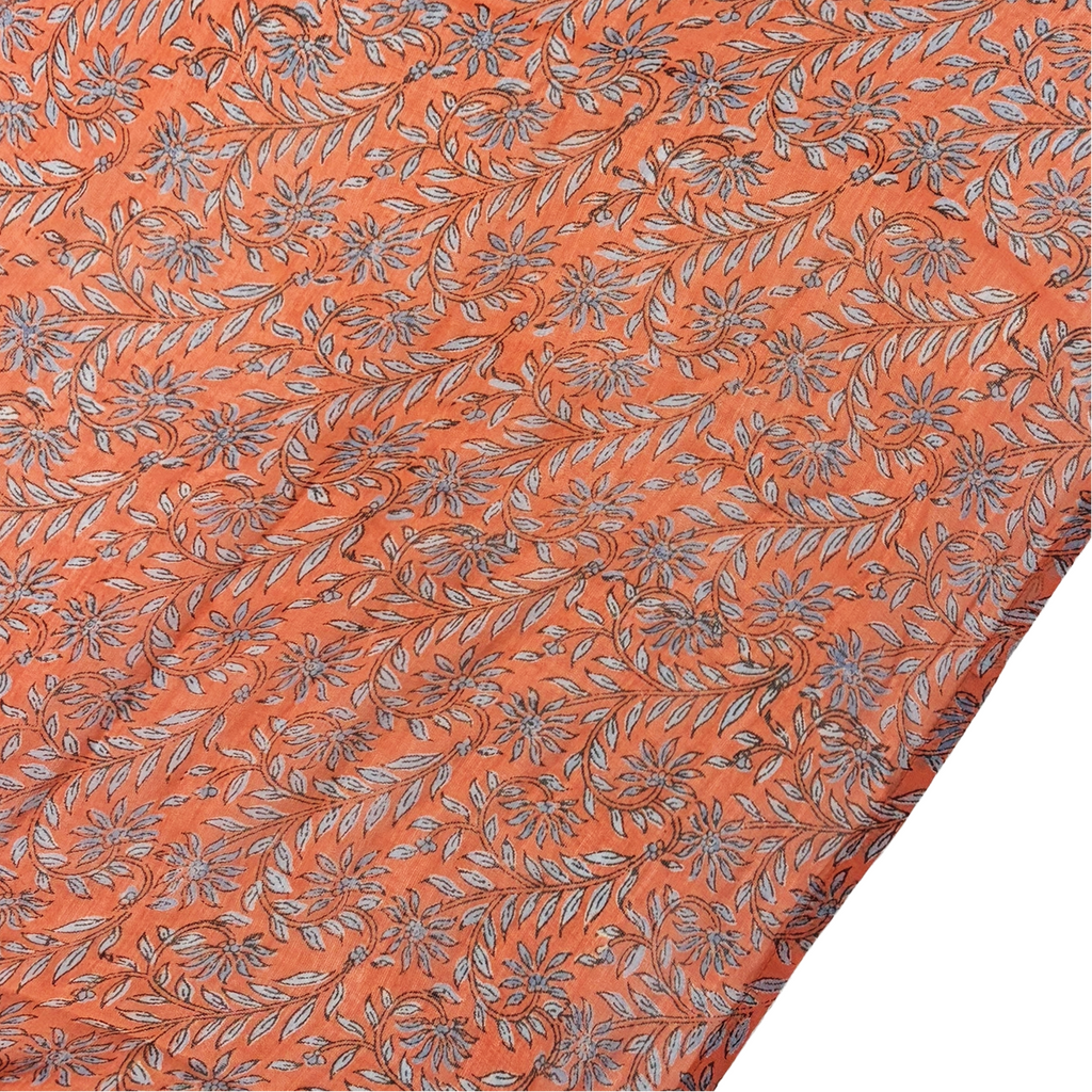 Block Print Cotton Scarf / Tropic Coral