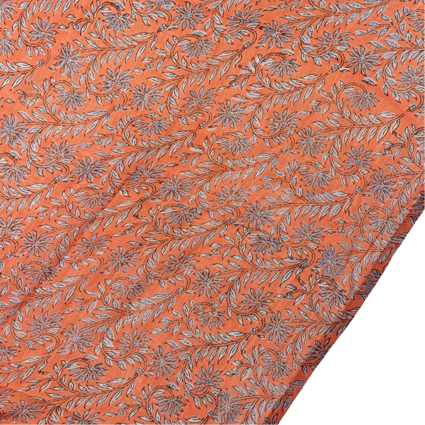 Block Print Cotton Scarf / Tropic Coral