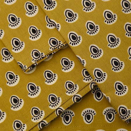 Block Print 4pc Napkin Set / Lasko Mustard