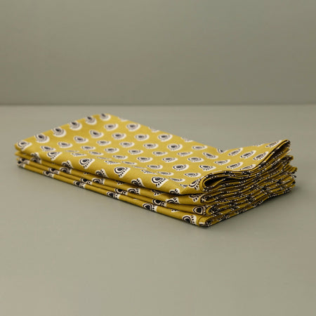 Block Print 4pc Napkin Set / Lasko Mustard