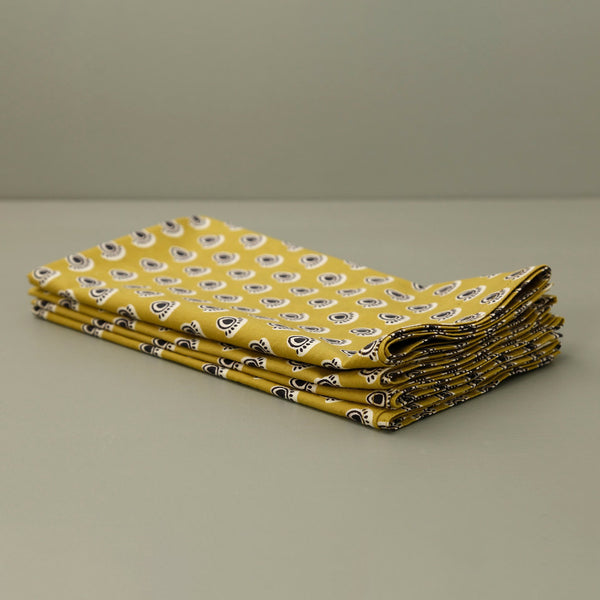 Block Print 4pc Napkin Set / Lasko Mustard