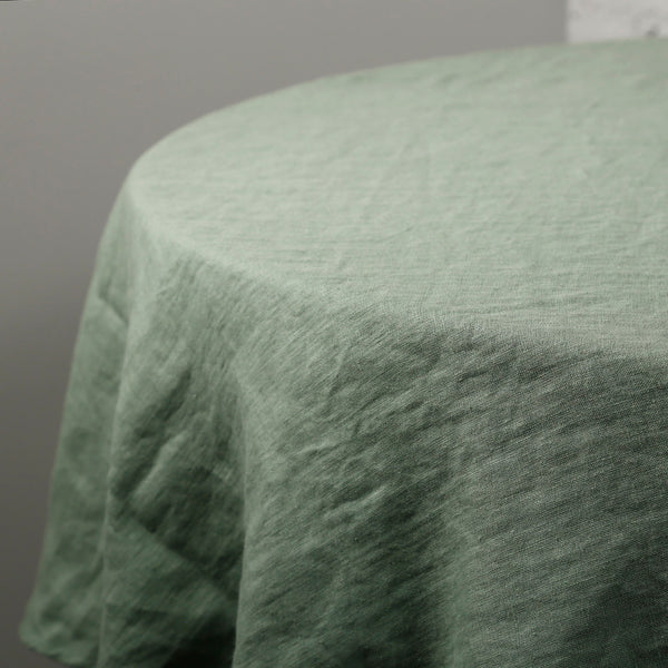 79" Round Linen Tablecloth / Matcha Green