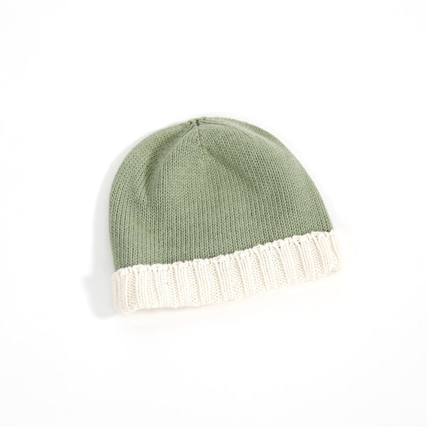 Organic Cotton Baby Hat / Ecru & Mint Combo