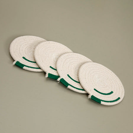 Cotton Rope 4pc Coaster Set / Minimalist Green