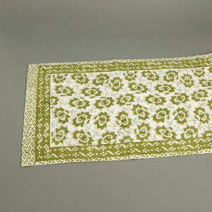 Green Daffodil Block Print Runner 13" x 60"