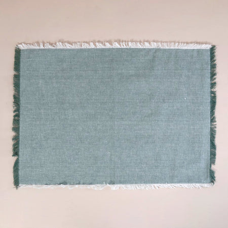 Frayed Chambray Placemats / Green
