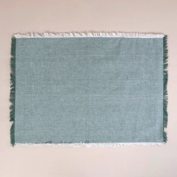 Frayed Chambray Placemats / Green