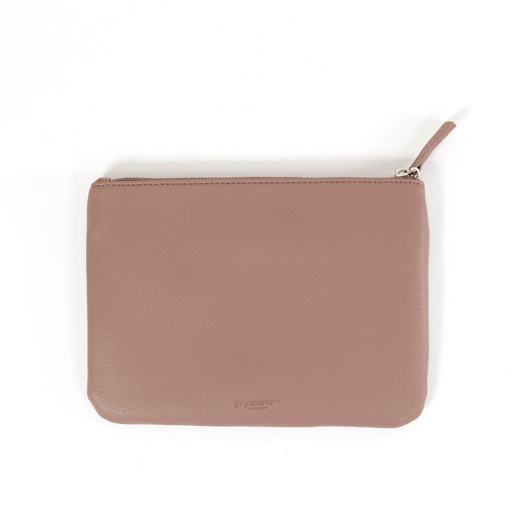 Vegan Leather Zipper Pouch / Mauve