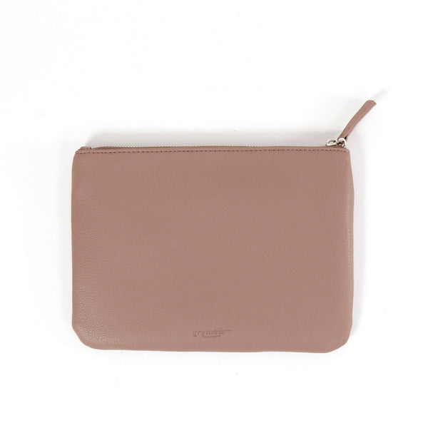 Vegan Leather Zipper Pouch / Mauve