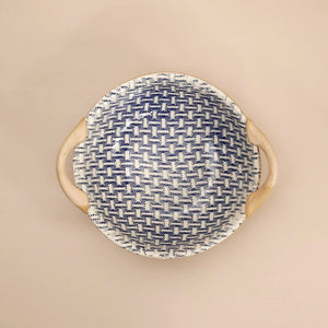 Terrafirma Handled Veggie Bowl / Wicker/ Cobalt