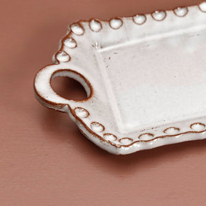 White Dots Butter Dish w/Handles