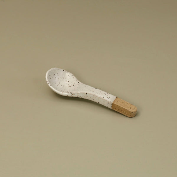 Ceramic Soup Spoon / Speckled White
