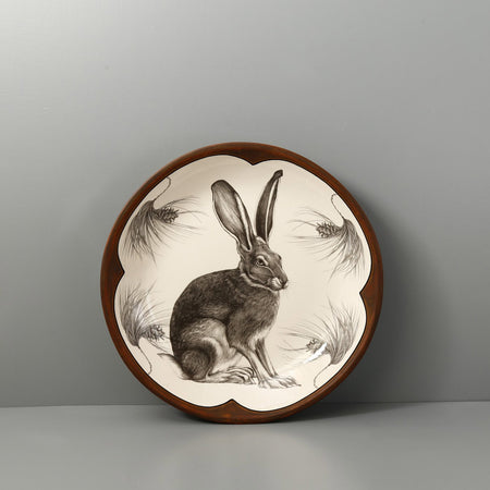 Laura Zindel Small Round Platter / Sitting Hare