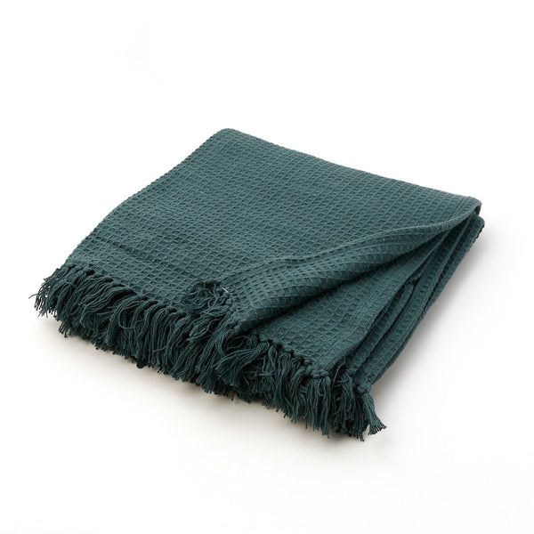 Waffle Cotton Throw Blanket / Forest