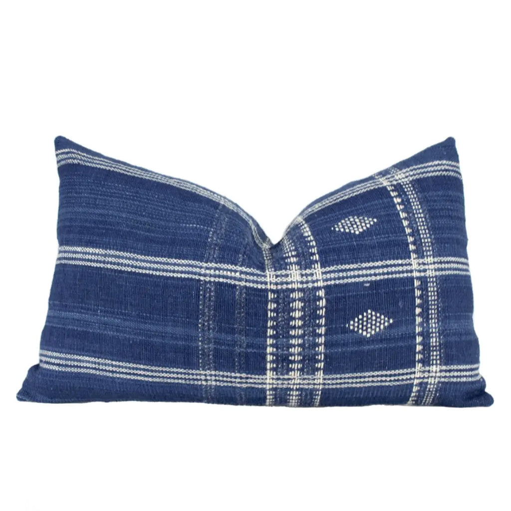 Diya Indian Wool Lumbar Pillow / Navy