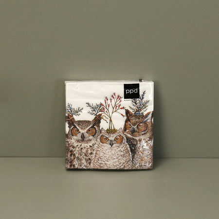 Vicki Sawyer Paper Cocktail Napkins / Holiday Hoot