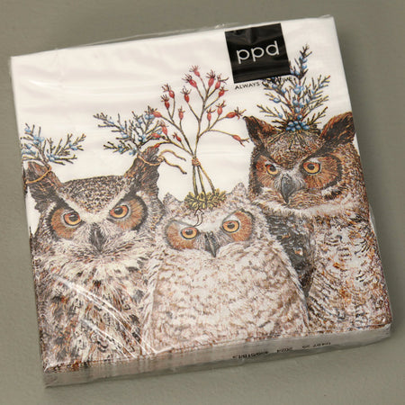 Vicki Sawyer Paper Cocktail Napkins / Holiday Hoot