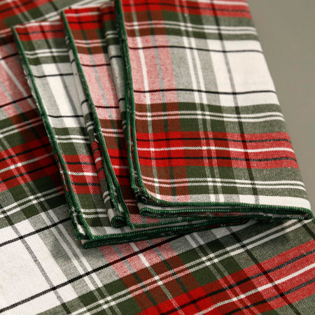 Holiday Plaid Cotton Napkins / Set of Four