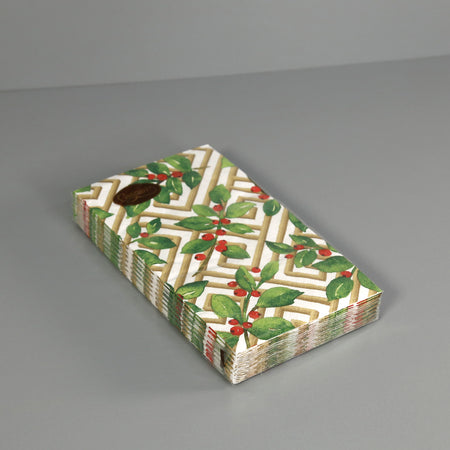 Caspari Paper Guest Napkins / Holly and Fretwork