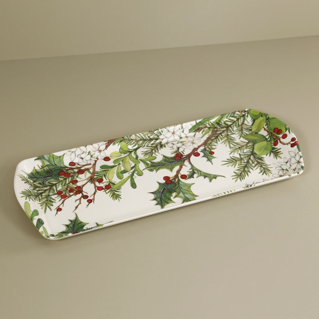 Holly & Berries Bamboo Bread Tray